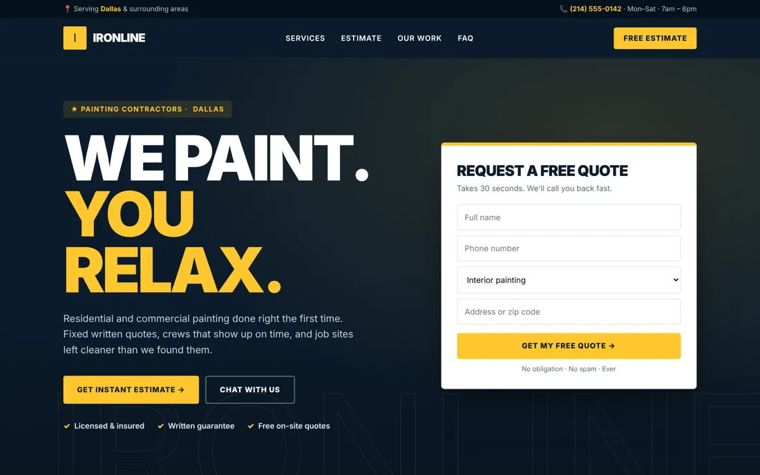 Ironline Painters: Bold contractor concept
